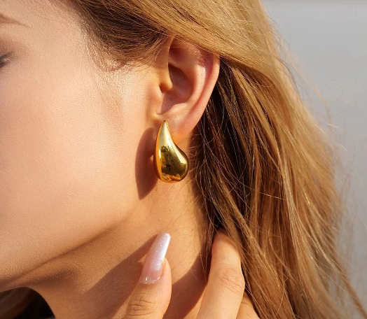 Ysora bond Korean Stylish Lightweight Gold-Plated Statement Waterdrop Teardrop Stud Earrings for Women and Girls