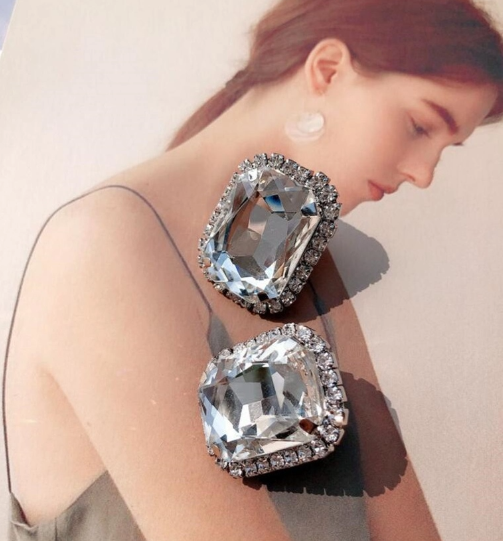 Ysora bond Elegant's Stunning Crystalline Rectangle Stud Earrings for Women & Girls
