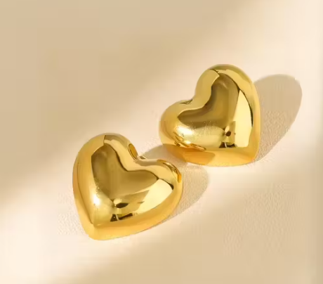 Ysora bond Minimal Korean Style's Love Heart Gold-Plated Stud Earrings for Women and Girls