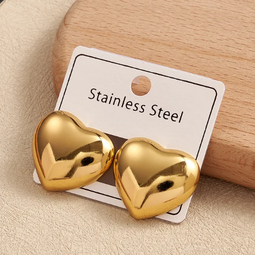 Ysora bond Minimal Korean Style's Love Heart Gold-Plated Stud Earrings for Women and Girls