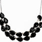Ysora Bond Double Layer Black AD Crystal Necklace Set
