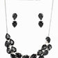 Ysora Bond Double Layer Black AD Crystal Necklace Set