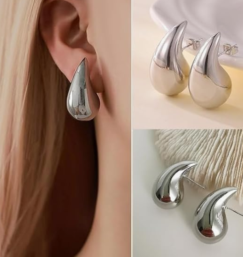 Ysora bond Korean Stylish Trendy Lightweight Silver-Plated Waterdrop Teardrop Stud Earrings for Women and Girls