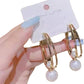 Ysora Bond 3-in-1 Silver Pearl Dangle Half Hoop Earrings