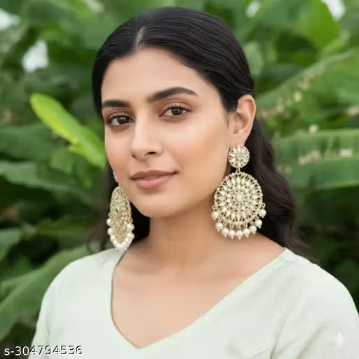 Ysora Bond Pearl Polki Kundan Jhumka & Maangtika Combo For Women's & Girls