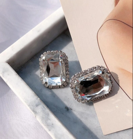 Ysora bond Elegant's Stunning Crystalline Rectangle Stud  Earrings for Women & Girls